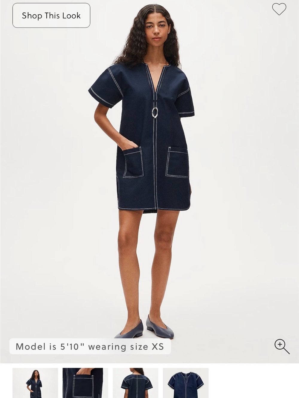 J. Crew Navy Short-Sleeve Zip-Front Shift Dress with White Contrast Stitching